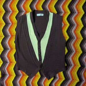 Vtg 70s Floyds Sweater Vest All Wool Made in England Mod Rockabilly SMALL h156